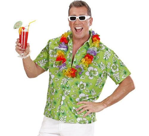 Camisa manga corta Hawaiana con Flores verde para hombre