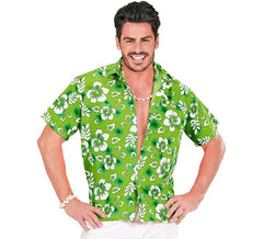 Camicia hawaiana a maniche corte con motivo floreale verde da uomo