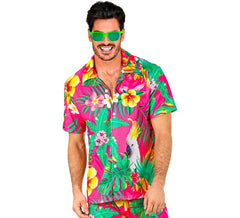 Camicia hawaiana a maniche corte con stampa cacatua da uomo