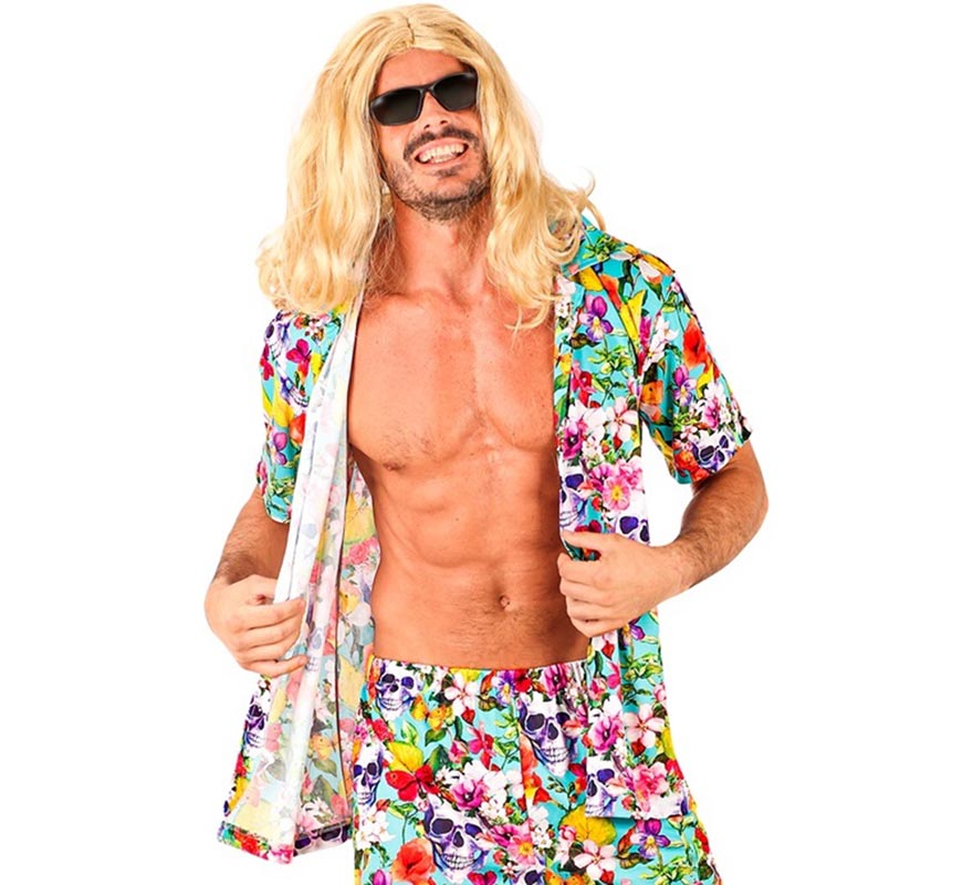 Camisa manga corta Hawaiana Estampado Calaveras para hombre
