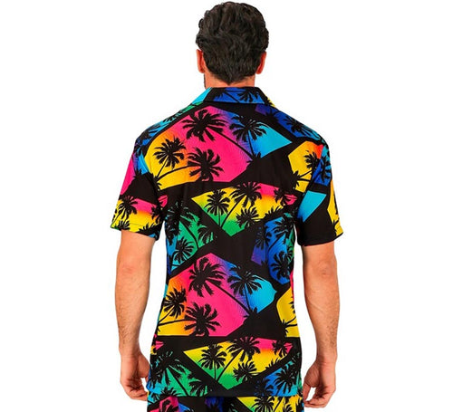 Camisa manga corta Hawaiana Estampado Palmeras para hombre