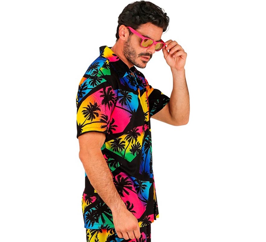 Camisa manga corta Hawaiana Estampado Palmeras para hombre