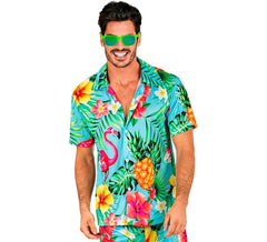 Camicia hawaiana a maniche corte con stampa tropicale da uomo