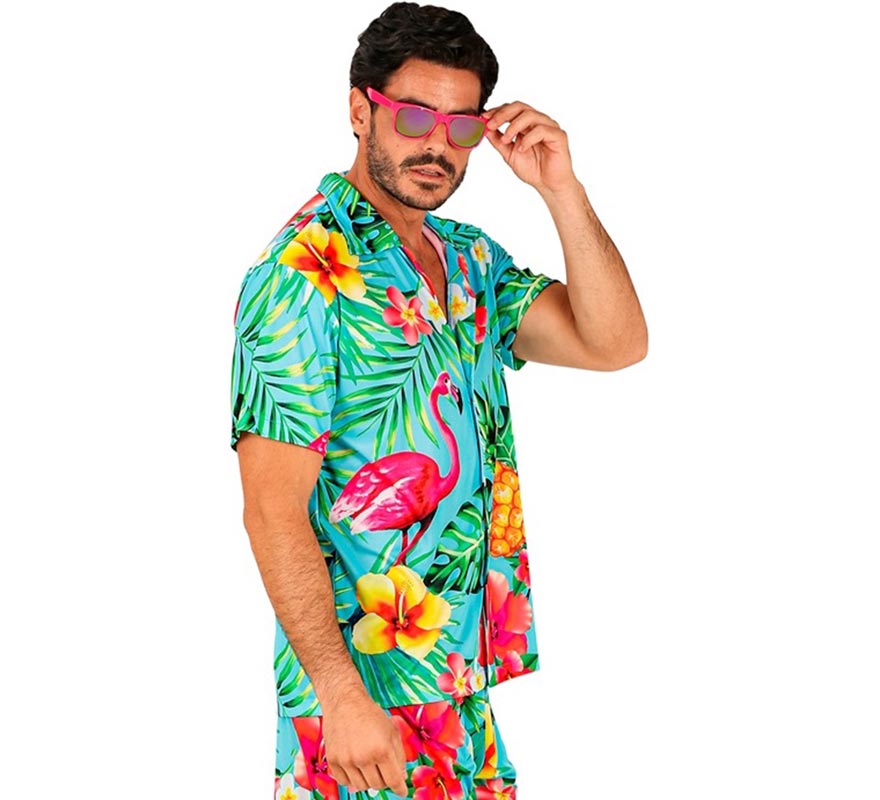 Camisa manga corta Hawaiana Estampado Tropical para hombre
