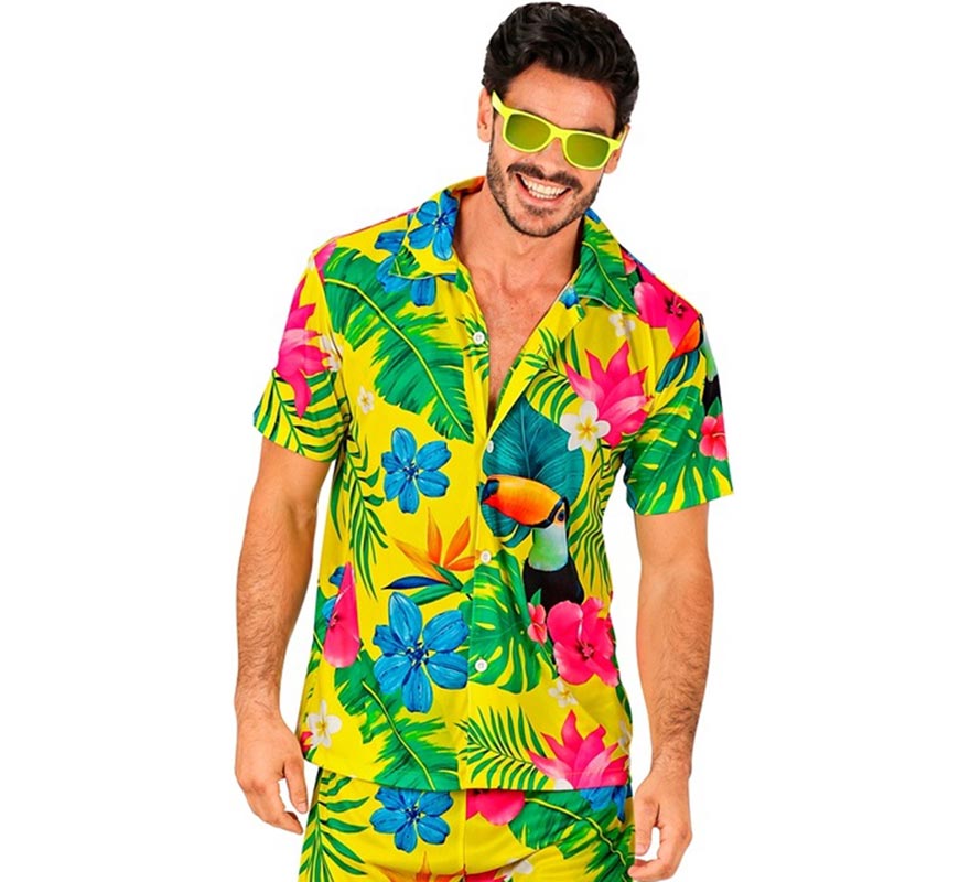 Translation missing: it.Camisa manga corta Hawaiana Estampado Tucán para hombre