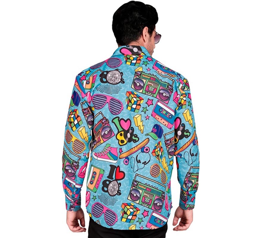Translation missing: it.Camisa manga larga Años 80 Estampado Retro para hombre