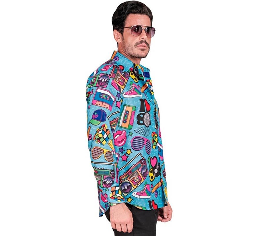 Translation missing: it.Camisa manga larga Años 80 Estampado Retro para hombre