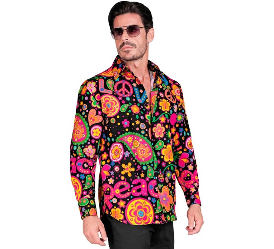 Camisa manga larga con Estampado Hippie para hombre
