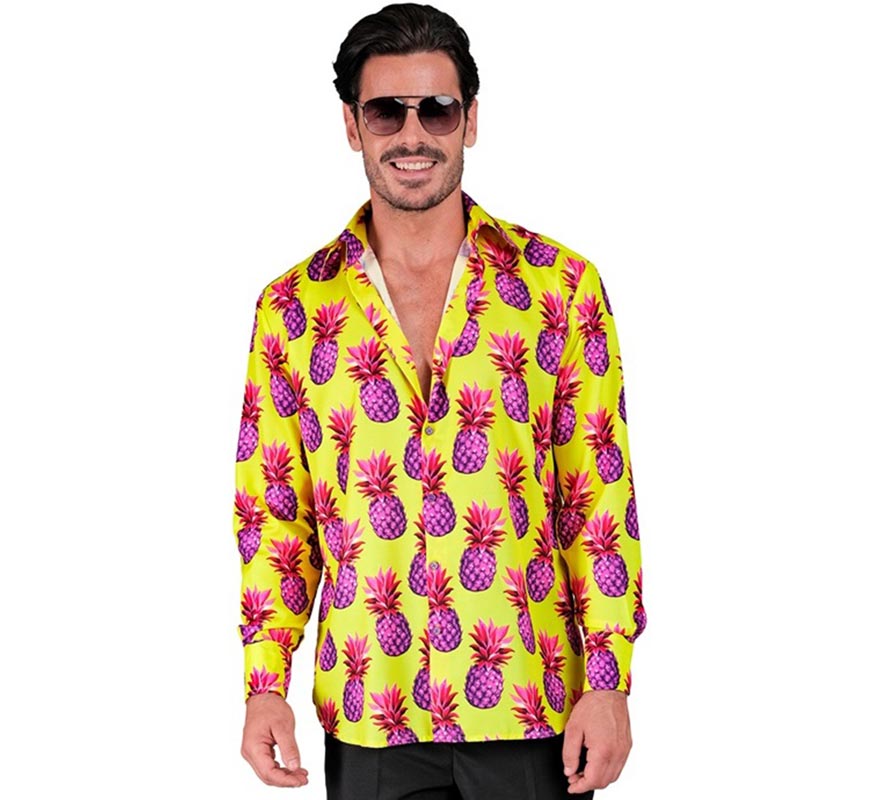Translation missing: it.Camisa manga larga Estampada Piñas neón para hombre