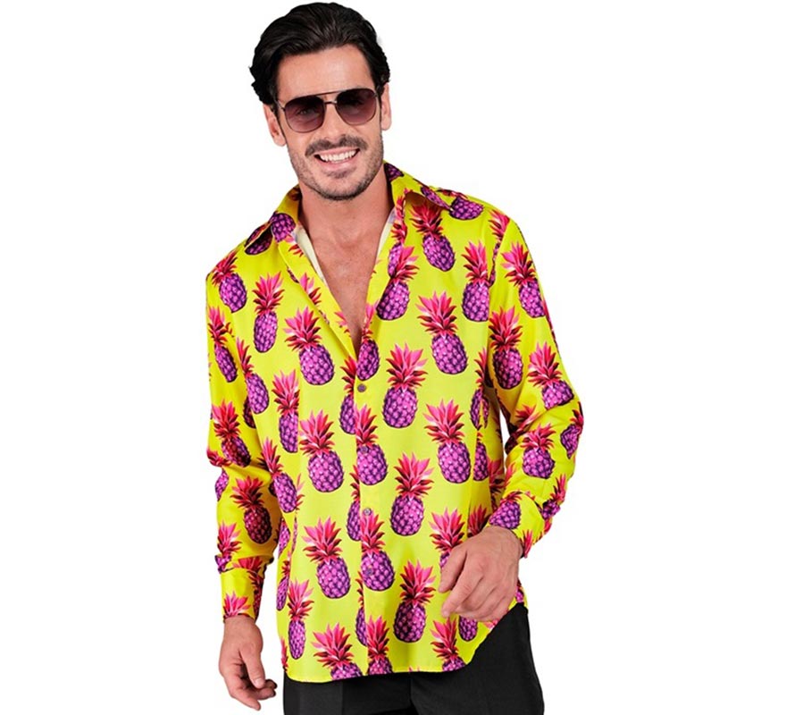 Translation missing: it.Camisa manga larga Estampada Piñas neón para hombre