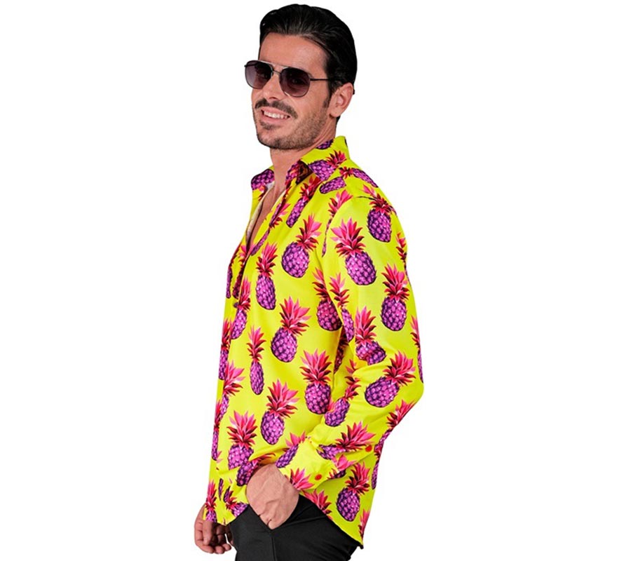 Translation missing: it.Camisa manga larga Estampada Piñas neón para hombre