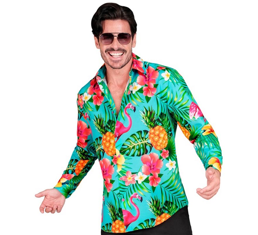 Translation missing: it.Camisa manga larga Hawaiana Estampado Tropical para hombre