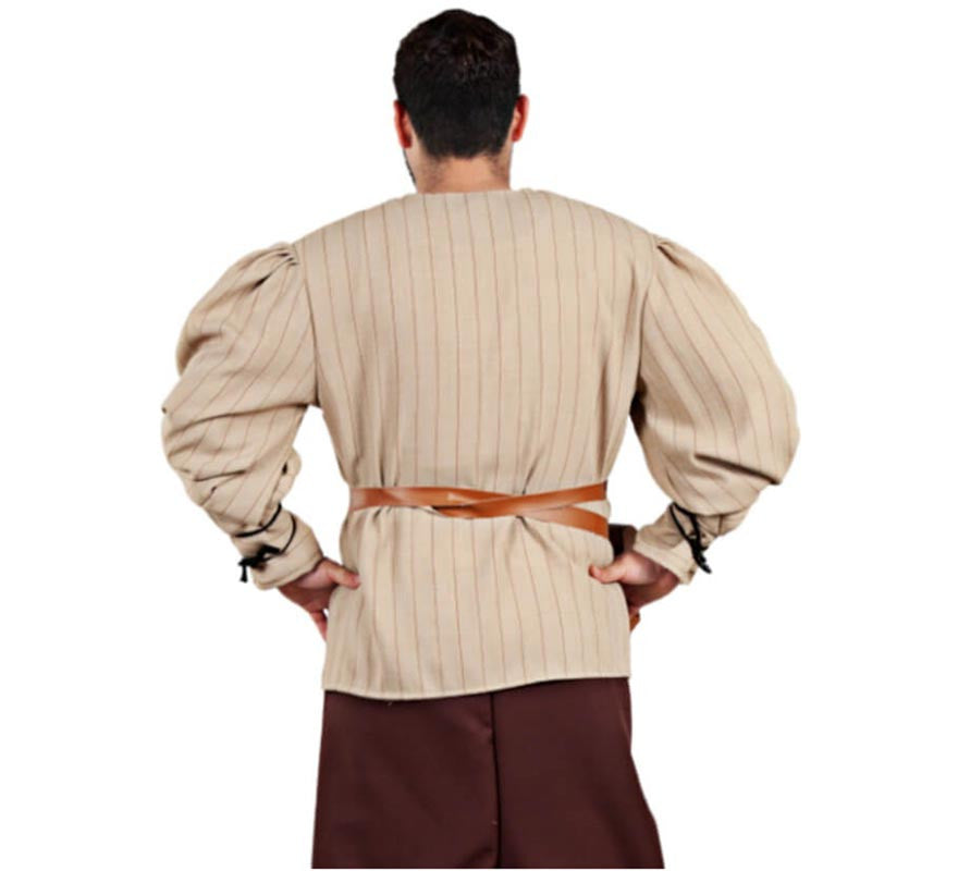 Translation missing: it.Camisa Medieval beige a Rayas para hombre