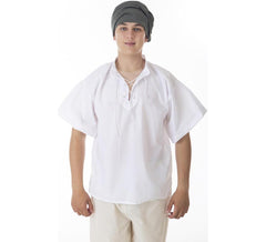 Camicia bianca medievale o pirata con coulisse per uomo