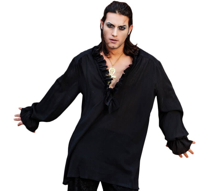 Translation missing: es.Camisa Negra con Volantes para hombre
