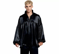 Camicia nera medievale o pirata per uomo