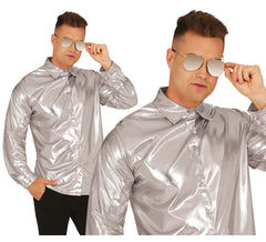 Camicia argento lucido per adulti
