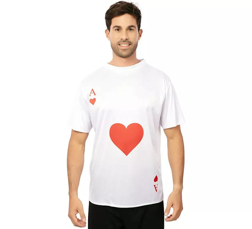 Translation missing: es.Camiseta blanca As de Corazones adulto