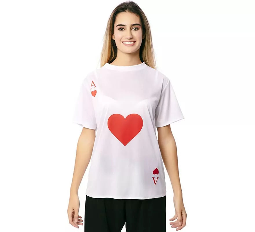 Translation missing: es.Camiseta blanca As de Corazones adulto