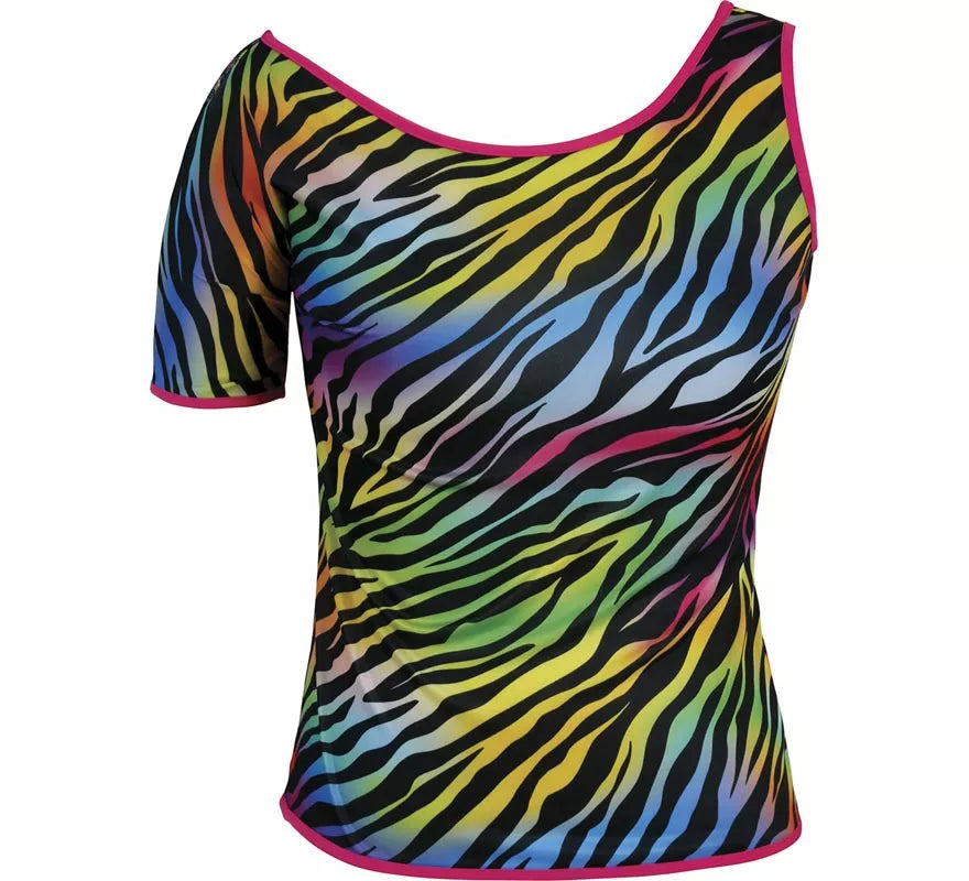Translation missing: es.Camiseta Cebra multicolor Años 80 para mujer