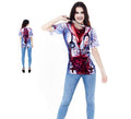 Camiseta con estampado doctor asesino Halloween para mujer