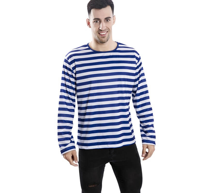 Translation missing: es.Camiseta con rayas azules y blancas para adultos