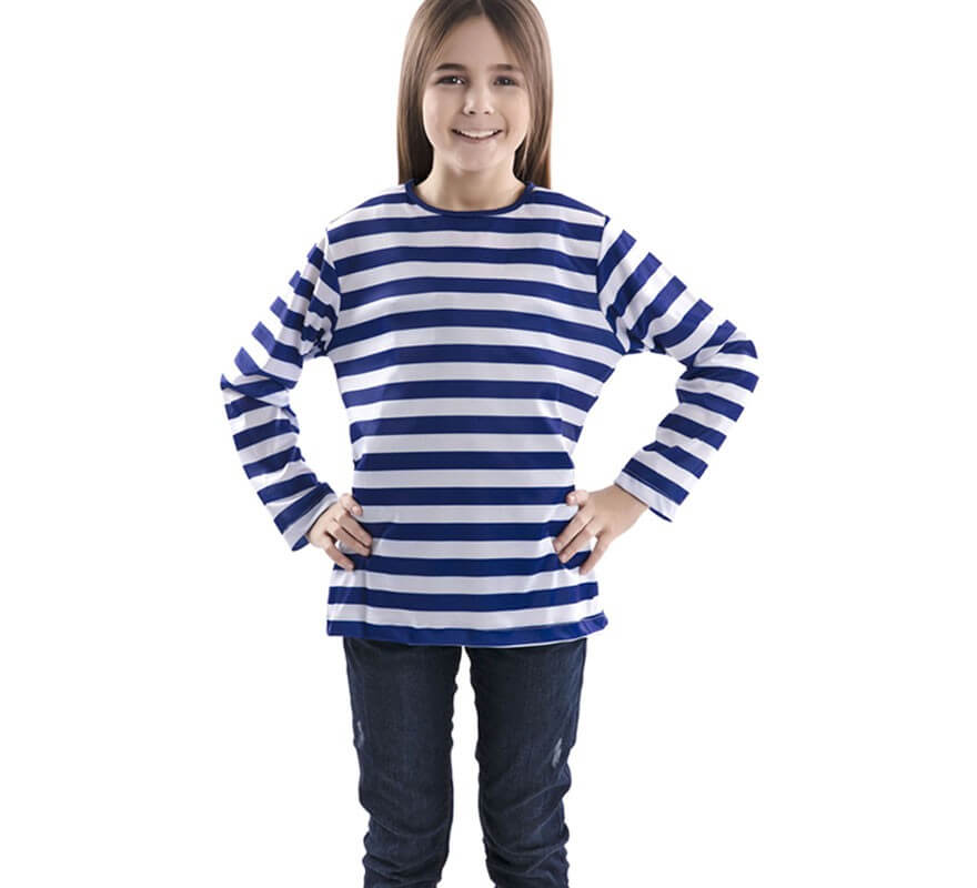Translation missing: es.Camiseta con rayas azules y blancas para niños
