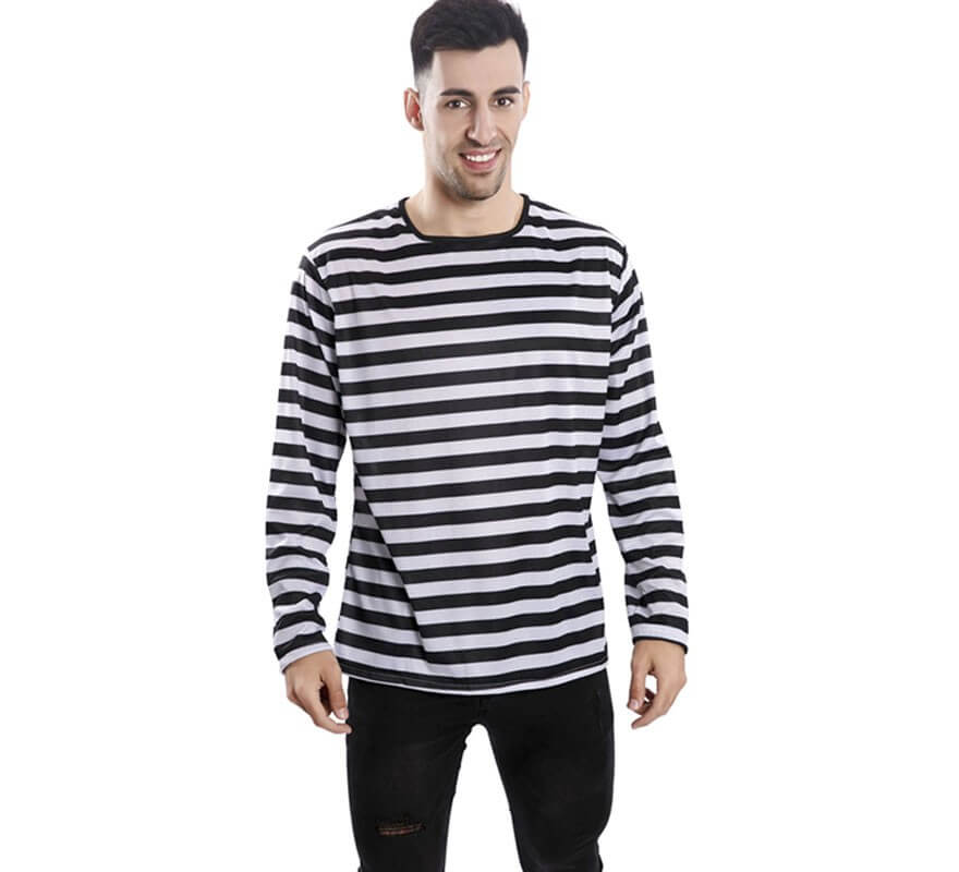 Translation missing: es.Camiseta con rayas negras y blancas para adultos