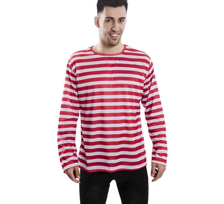 Translation missing: es.Camiseta con rayas rojas y blancas para adultos
