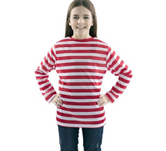 Camiseta con rayas rojas y blancas para niños