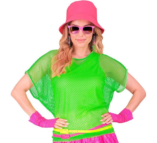 Camiseta de Malla verde neón para mujer