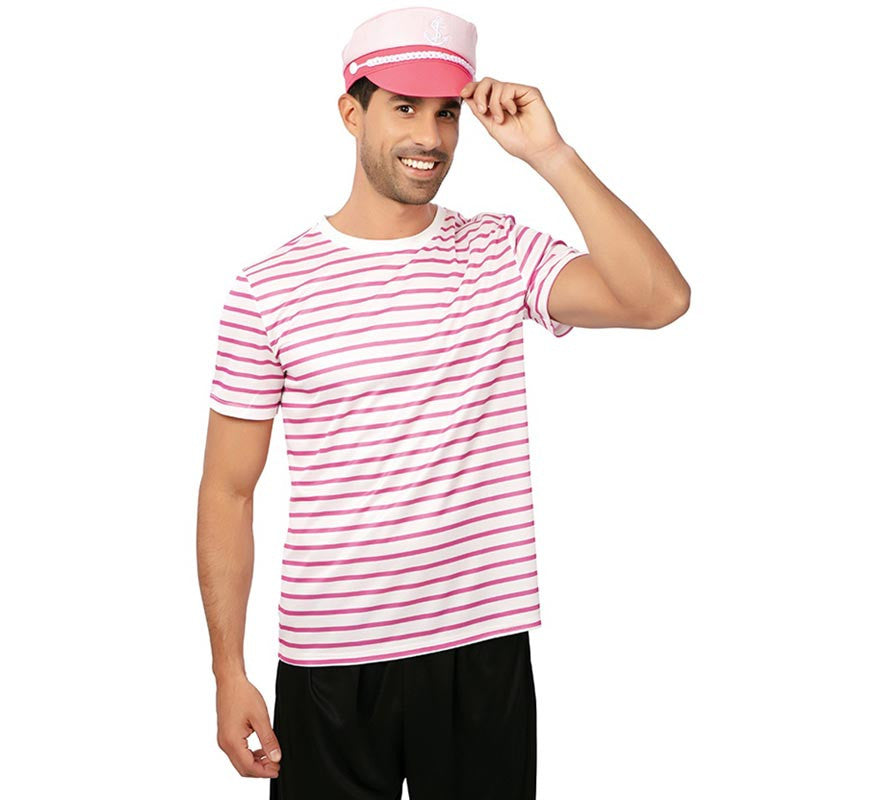 Translation missing: es.Camiseta de Marinero a rayas rosa adulto