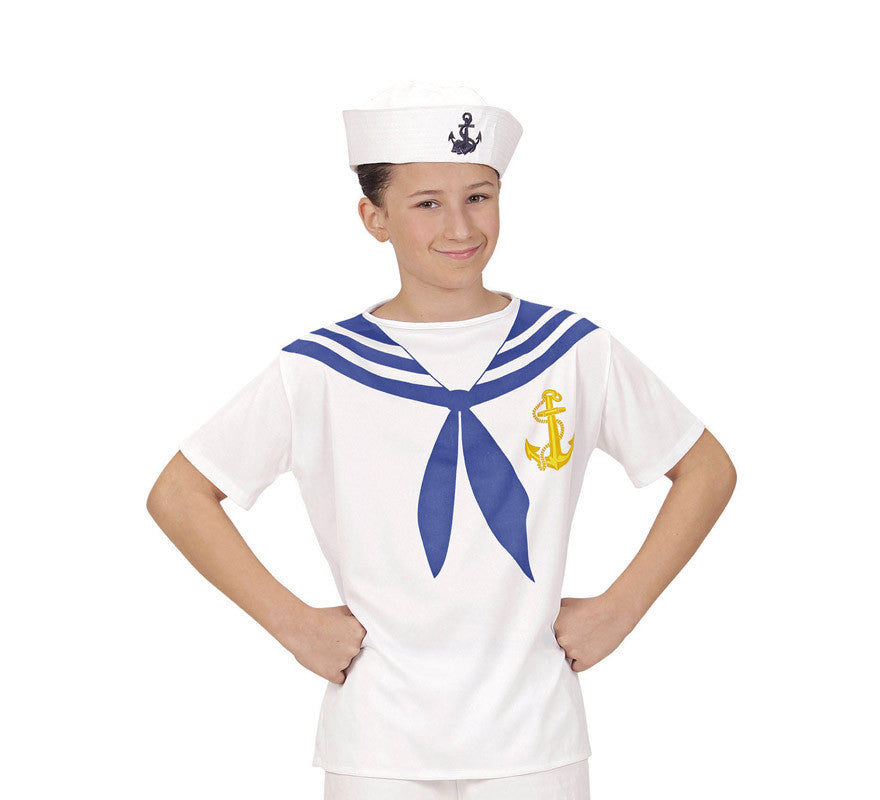Translation missing: it.Camiseta de Marinero Blanco con Ancla para infantil