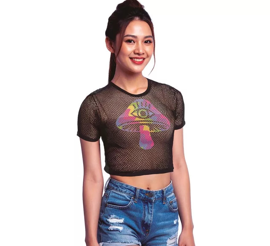 Translation missing: it.Camiseta de Rejilla Seta negra para mujer