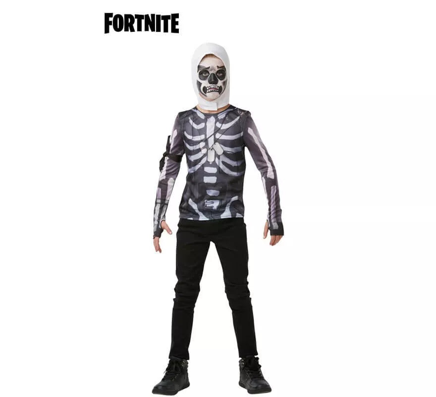 Translation missing: it.Camiseta Disfraz con Capucha Skull Trooper Fortnite para niño y adolescente