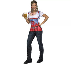 Camicia rossa e blu in costume bavarese per donna