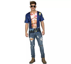 Camiseta disfraz de Policía forzudo para hombre