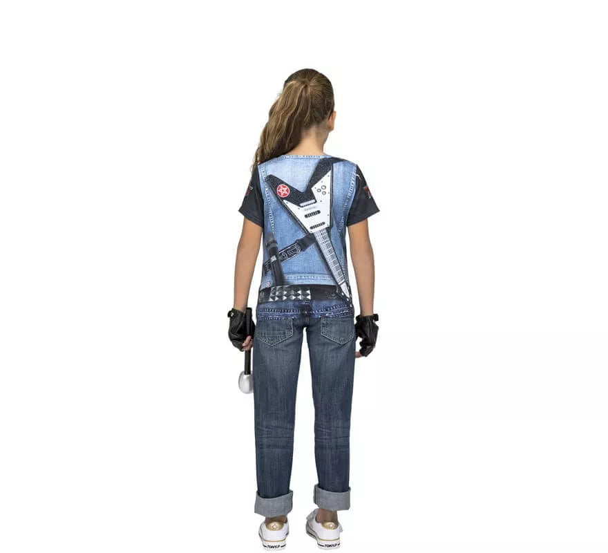 Translation missing: es.Camiseta disfraz de Rockera Esqueleto para niña