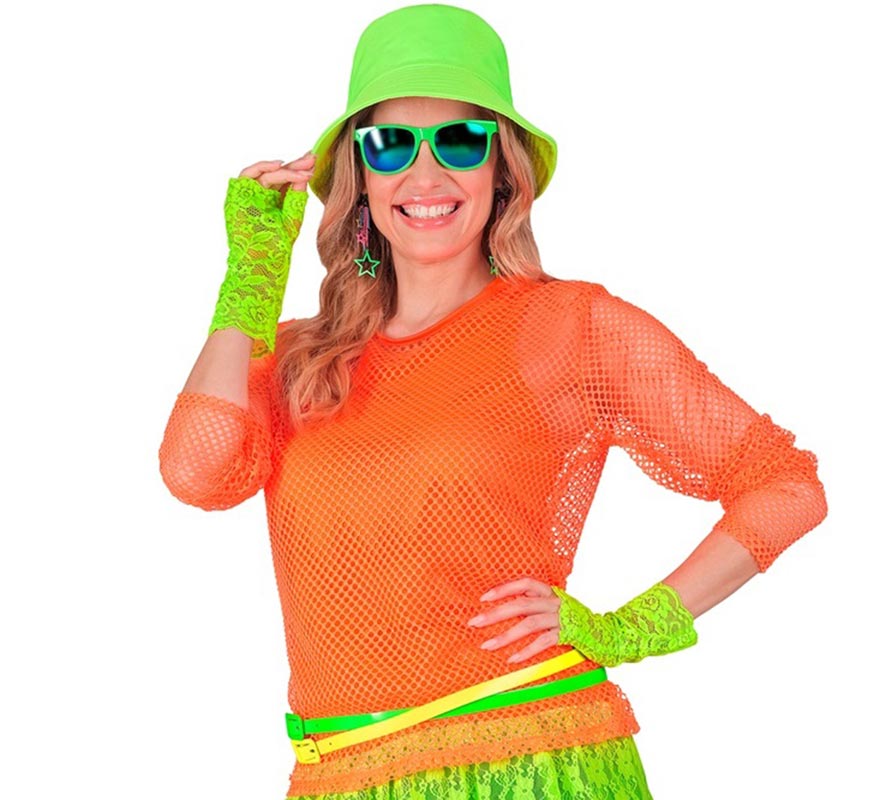 Translation missing: es.Camiseta manga larga de Malla naranja neón para mujer