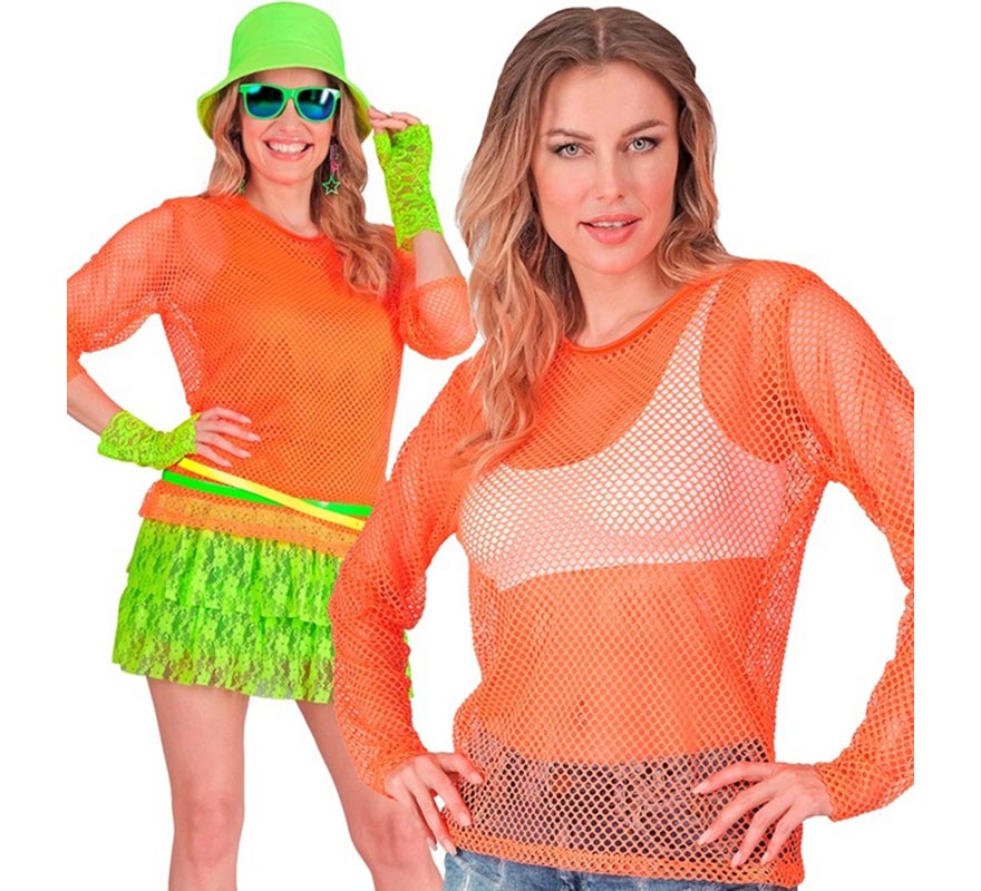 Translation missing: it.Camiseta manga larga de Malla naranja neón para mujer