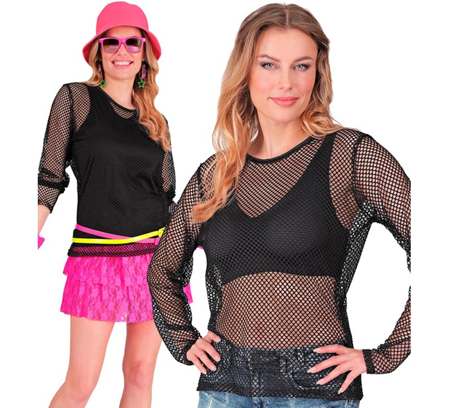 Translation missing: it.Camiseta manga larga de Malla negra para mujer