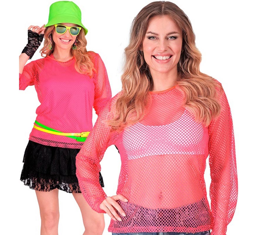 Translation missing: es.Camiseta manga larga de Malla rosa neón para mujer