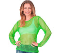 Camiseta manga larga de Malla verde neón para mujer