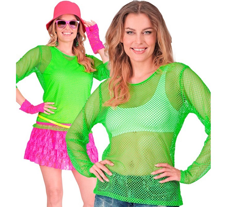 Translation missing: it.Camiseta manga larga de Malla verde neón para mujer