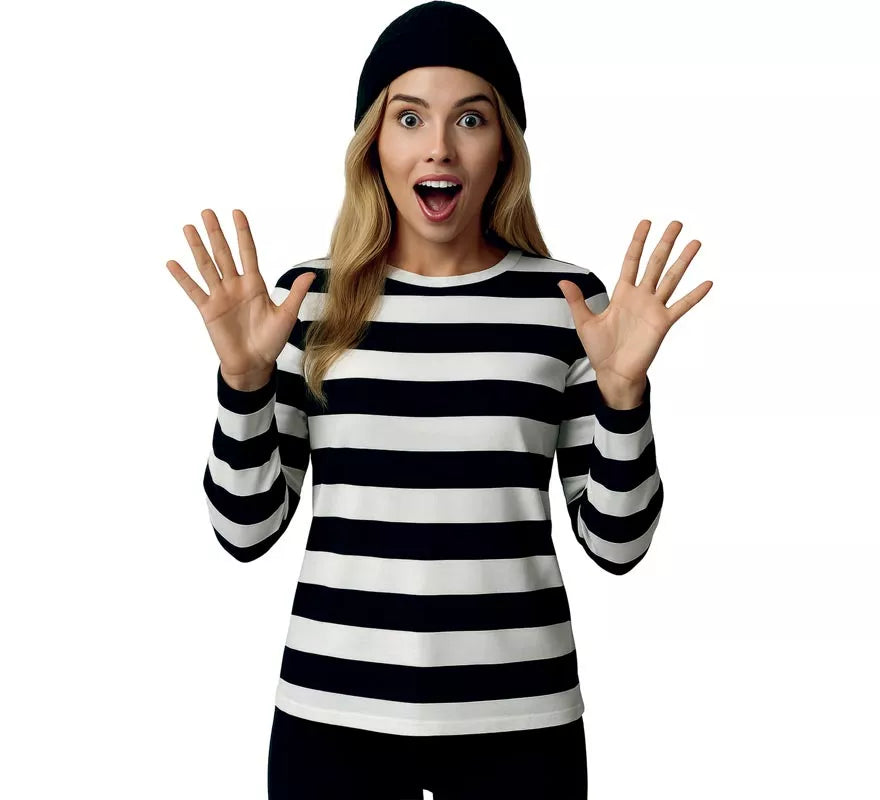 Translation missing: it.Camiseta Mimo o Preso a Rayas blancas y negras para mujer