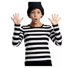 Maglietta Mimo o Prigioniero a righe bianche e nere per bambini