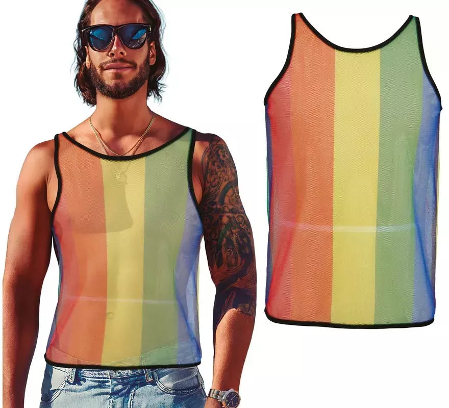 Translation missing: it.Camiseta Tirantes de Rejilla Arcoíris para hombre