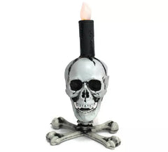 Candelabro teschio con luce 28x15 cm