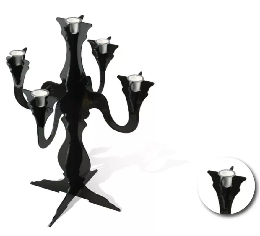 Translation missing: es.Candelabro negro de plástico de 32,9x32,9x41,9 cm