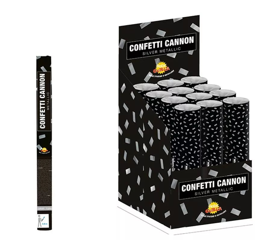 Translation missing: it.Cañon de Confetti Kabuki de color Plata Metalizado de 50 cm para Bodas